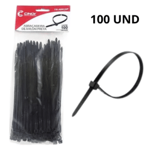ABRACADEIRA PLASTICA 25CM PRETA C/100