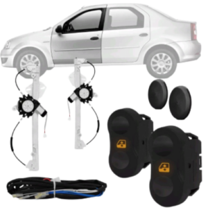 KIT VIDRO ELETRICO LOGAN 07>12 4P DIANT  ORIGINAL INT PAINEL
